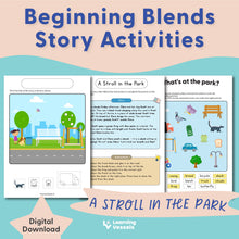 Load image into Gallery viewer, Beginning Consonant Blends Story Activities - A Stroll in the Park
